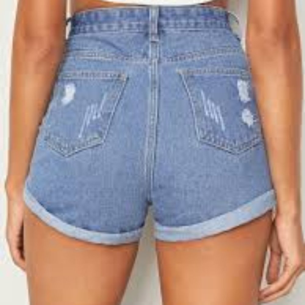 Washed Denim Shorts